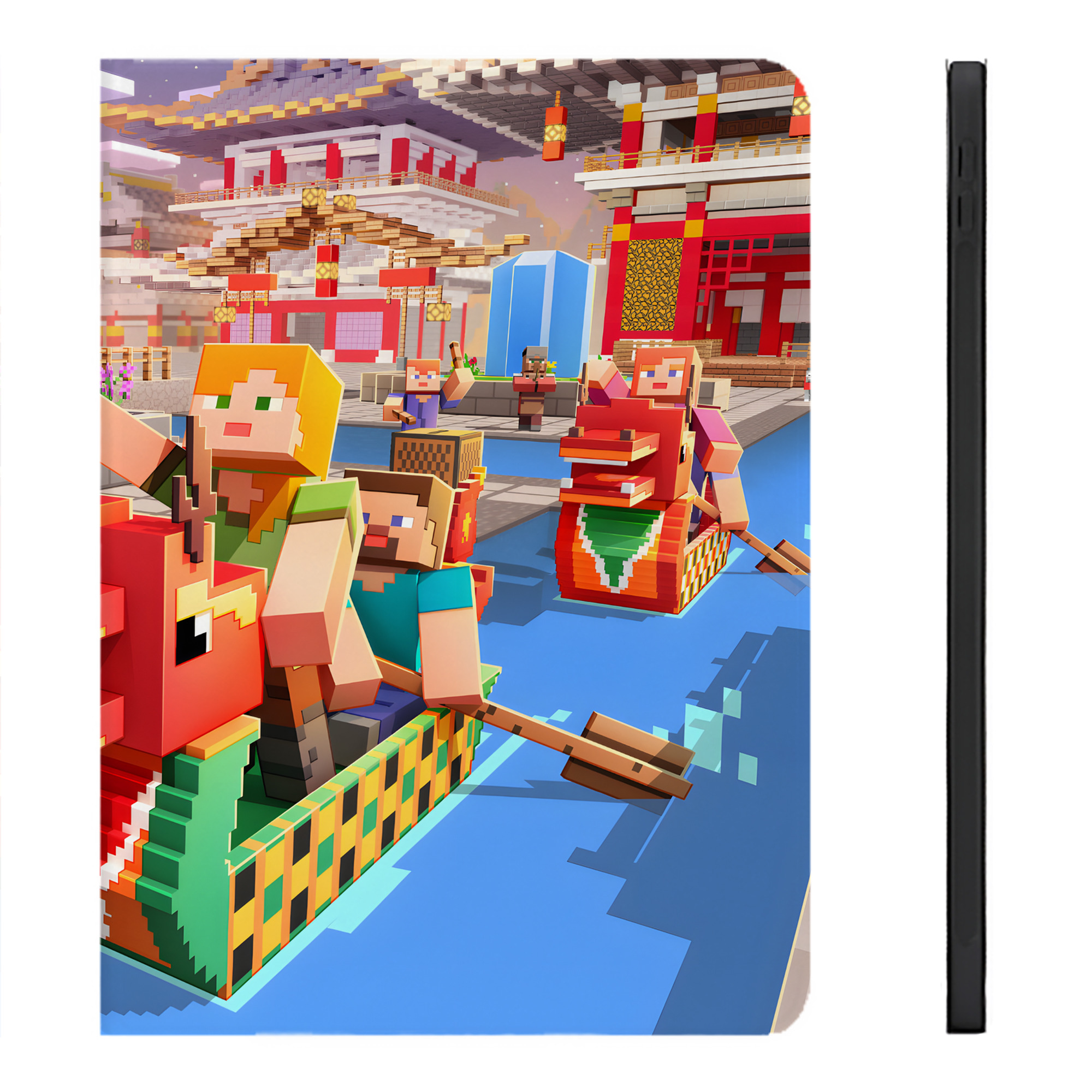 （画像用） マインクラフト ブロックの世界 Minecraft MC Block world IPadケース ペンホルダー付き ブックスタイルデザイン